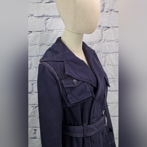 Diesel Women's Trench Coat Jacket Denim Cotton Belted High Quality size Small - Picture 6 of 14